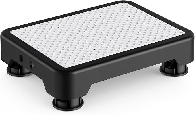 SOYO Mobility One Step Stool, Heavy Duty Indoor Outdoor Non-Slip Small Step Platform Assistive Device for Adult Elderly, Standing Support and Step Riser for Car, Bed, Door, Stair, Bathroom Black-White