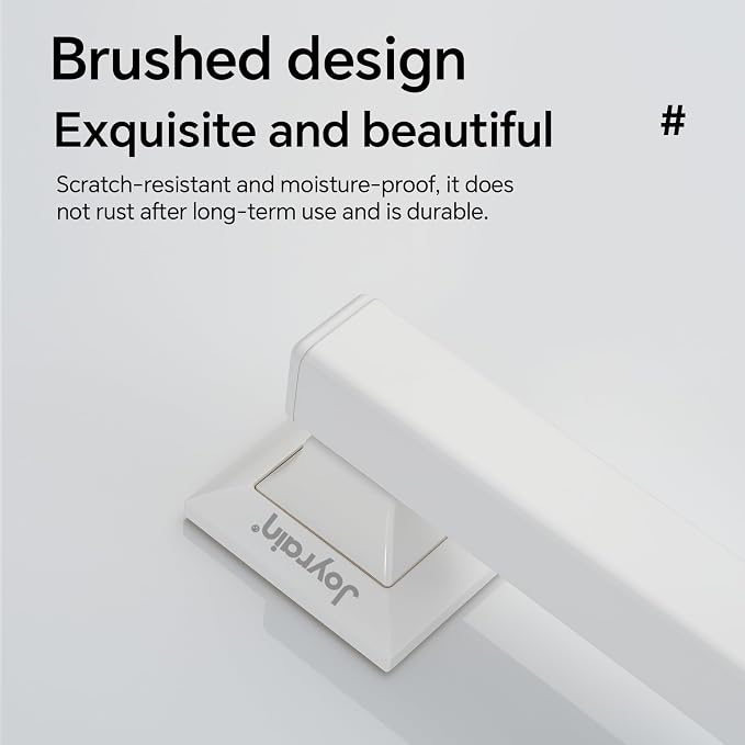 Joyrain Stainless Steel Square Grab Bar - ADA Compliant 500lb Weight Limit, 16/24/32 Inch Bathroom Safety Rail for Seniors & Disabled (White, 16 inch)