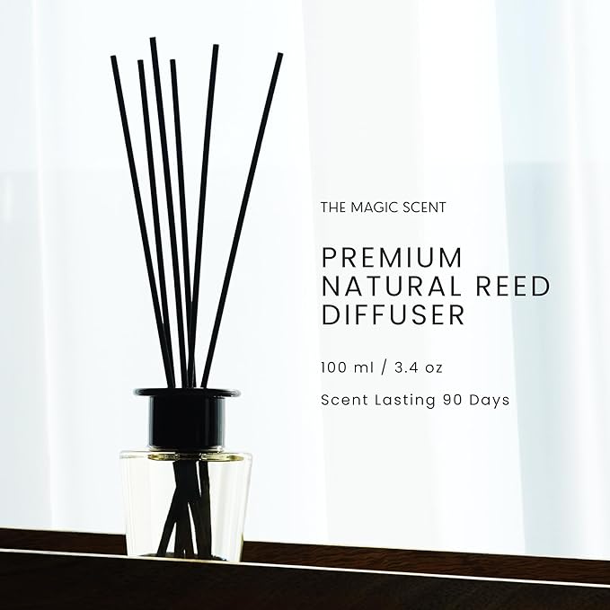 The Magic Scent Mahogany & Teakwood Reed Diffuser for Home - Luxury Scent Diffuser with Premium Fiber Reeds for Lasting Gentle Dispersal - Natural, Toxin-Free Aroma Inspired by Ambercrombie & Fitch