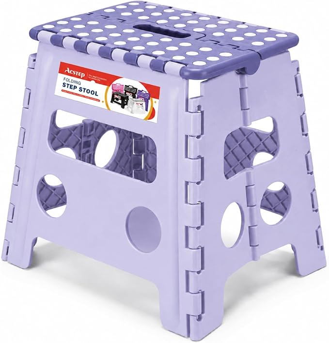 ACSTEP 13 Inch Folding Step Stool,Foldable Step Stools for Kids and Adults 300 LB Capacity, 300 LB Capacit Suitable for Kitchen Fishing (Purple)