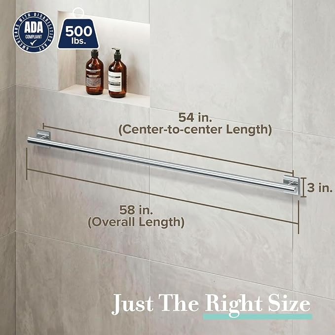 Elevate 54" L Grab Bar, Chrome