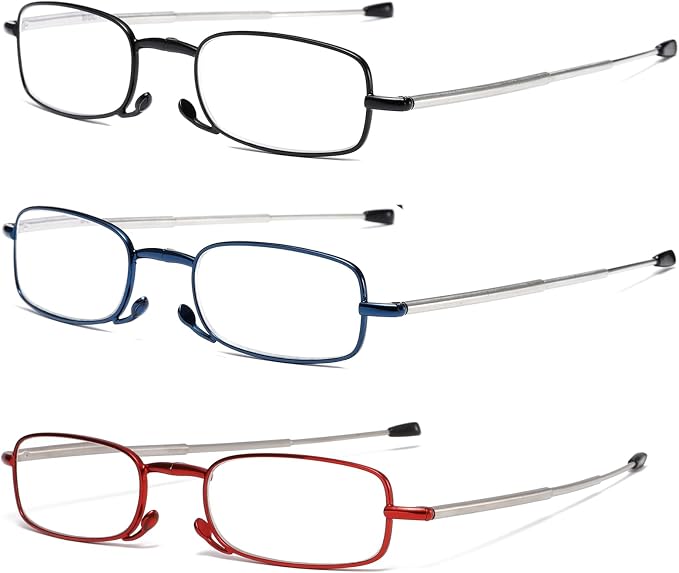 Folding Reading Glasses for Men Women, Keychain Compact Readers Blue Light Portable Pocket Eyeglasses