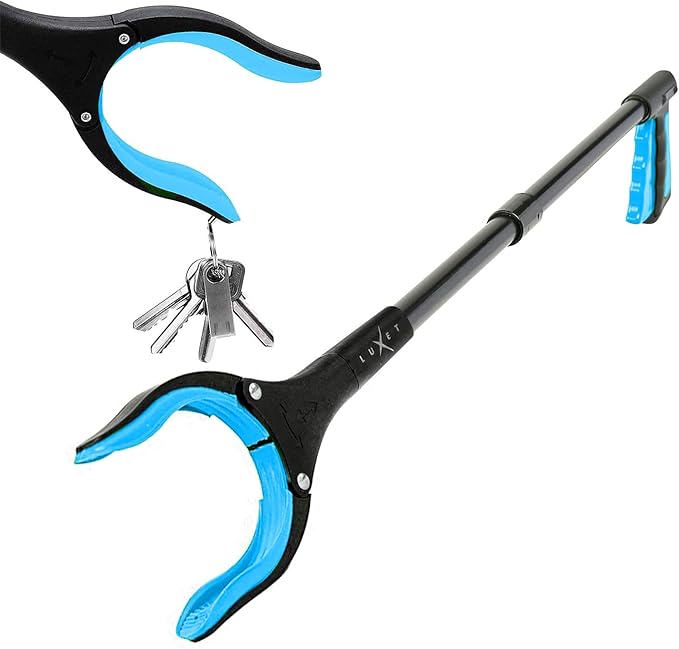 Grabber Reacher Tool - 2 Pack - Updated Version Long 32 Inch Foldable Pick Up Stick - Strong Grip Magnetic Tip Lightweight Trash Picker Claw Reacher Grabber Tool Elderly Reaching - by Luxet (Blue)