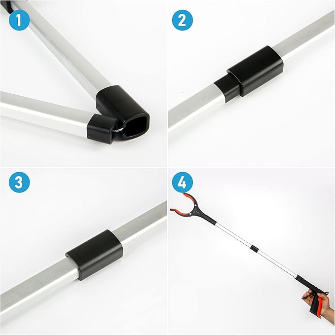 2025 Upgrade Grabber Reacher Tool, 360° Rotating Head, Wide Jaw, 32" Foldable, Lightweight Trash Claw Grabbers for Elderly, Reaching Tool for Trash Pick Up Stick, Litter Picker, Arm Extension (Orange)