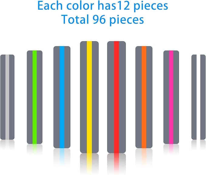 Guided Reading Strips/Colored Overlay/Highlight Strips/Highlighter/Bookmark/Assorted Colors Help with Dyslexia for Children and Teacher Supply Assistant (96 Pack)