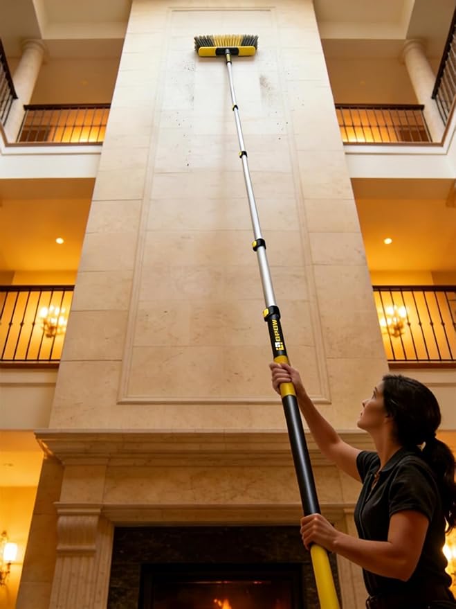 4.5-18ft Commercial Grade Extension Pole - Ultimate Reach for Large Buildings & Pro Use - Maximum 24ft Total Reach with Secure Lock System
