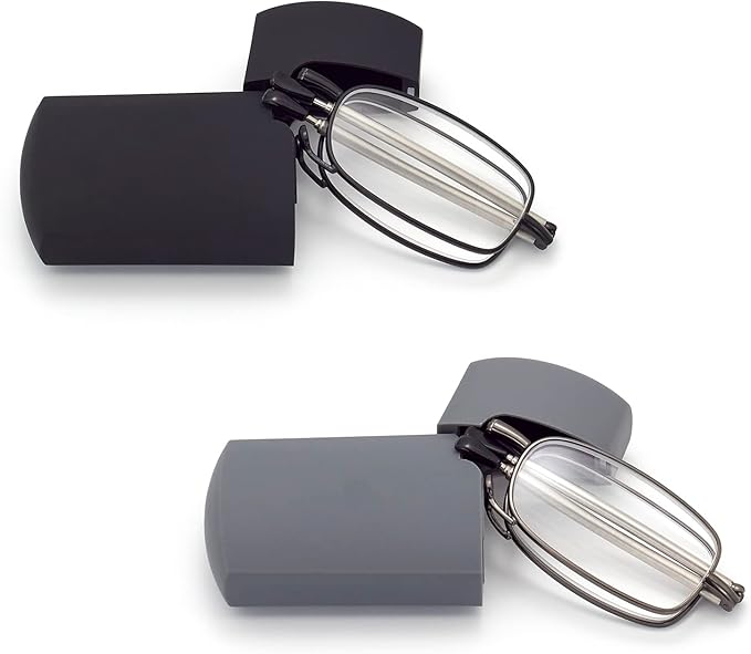 HIGHLIKE Hard Cases Folding Reading Glasses, Pocket Wallet Purse Compact Spring Hinge Readers, Transparent Clear Lens
