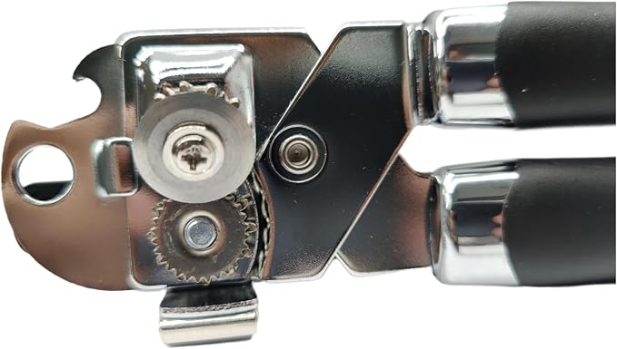 2 Pack Magnetic Manual Can Openers, with Stainless Steel Heavy Duty,Oversized Easy Turn Knob,Soft Grip Handles,Smooth Edge Safety Cut Sharp Blade (Black)