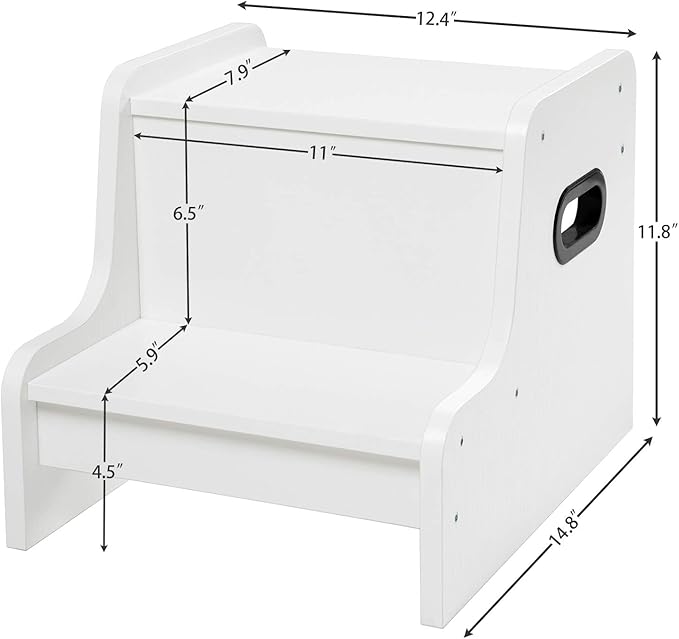 HOOBRO Step Stool for Kids, Two Step Toddler's Stool, Kids Potty Training Stool with Handles, Non-Slip Pads for Safety, Easy to Move, for Sink, Bathroom, Bedroom, White WT01JD01G3