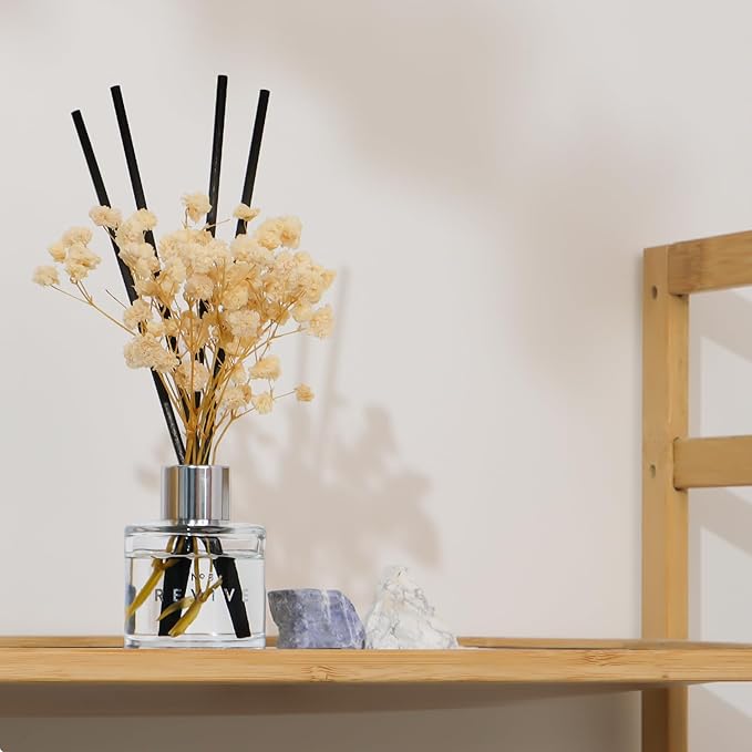 Gardenia Bathroom Diffuser, 1.7 oz Reed Diffuser with Dried Flower for Small Place, Last up to 30 Days