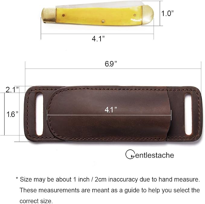 Gentlestache Leather Knife Sheaths for Belt, Knife Holster, Pocket Knife Sheath, EDC Leather Sheath for Folding Knife Carrier