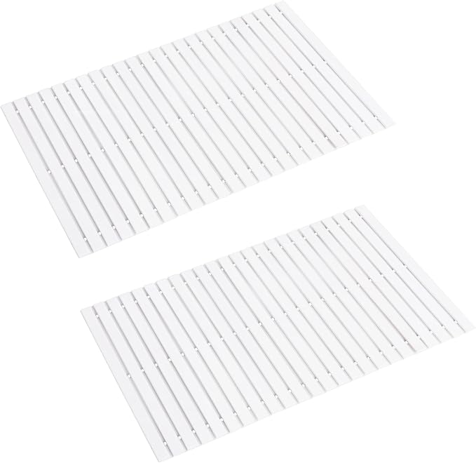 Bath Mat Bathroom Rugs Floor Wood Shower Bathtub Waterproof Non Slip Grey Accessories 16x24 Inch Easy to Clean, 4 pcs