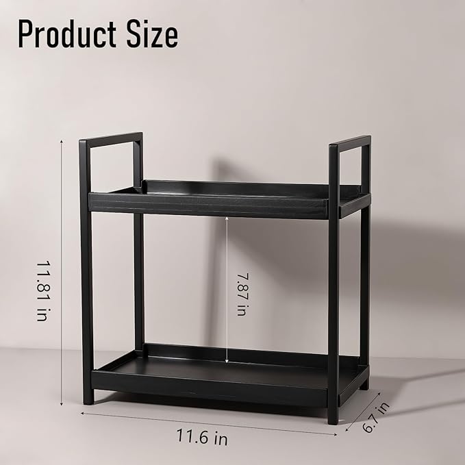 Anyoifax Bathroom Counter Organizer 2 Tier Vanity Storage Countertop Shelf Makeup Organizer Perfume Tray Skincare Holder for Sink, Dresser, Kitchen, Small Black
