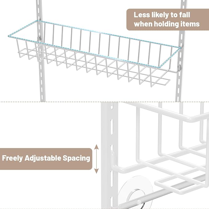 ElegantArray 10-Tier Pantry Door Oragnizer, Over The Door Pantry Organizer Rack and Storage, Hanging Spice Rack Shelves Door, Home Office Laundry Room Bathroom & Kitchen Organization, White