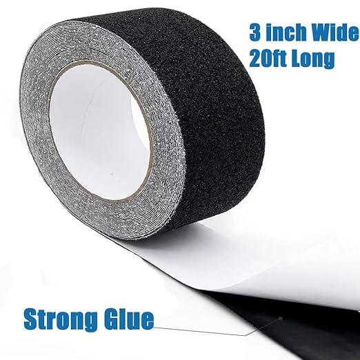 Grip Tape Anti Slip Tape 3 Inch, 20 Feet, Black Heavy Duty Non Skid Tape for Stairs Outdoor/Indoor, Waterproof Safety Adhesive Strips Roll for Ramp Traction Tread Staircases, 80 Grit