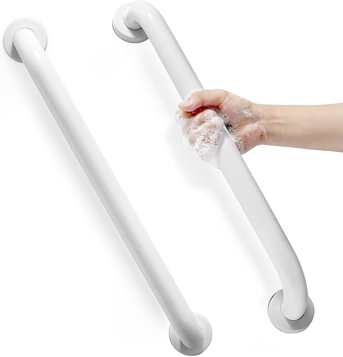 Grab Bars for Shower, Zynuhmo 2 Pack 20 Inch Anti Slip Bathroom Safety Grab Bar 1.25" Diameter Stainless Steel Shower Handrails for Handicap Injury Pregnant Senior Assist Shower Handles(Matte White)