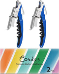 CORKAS Wine Key - 2Pack Handcrafted Professional Waiters Corkscrew, Compact Heavy Duty Wine Opener with Double Hinged, Foil Cutter and Bottle Opener, Birthday Gifts for Severs, Sommelier, Bartenders