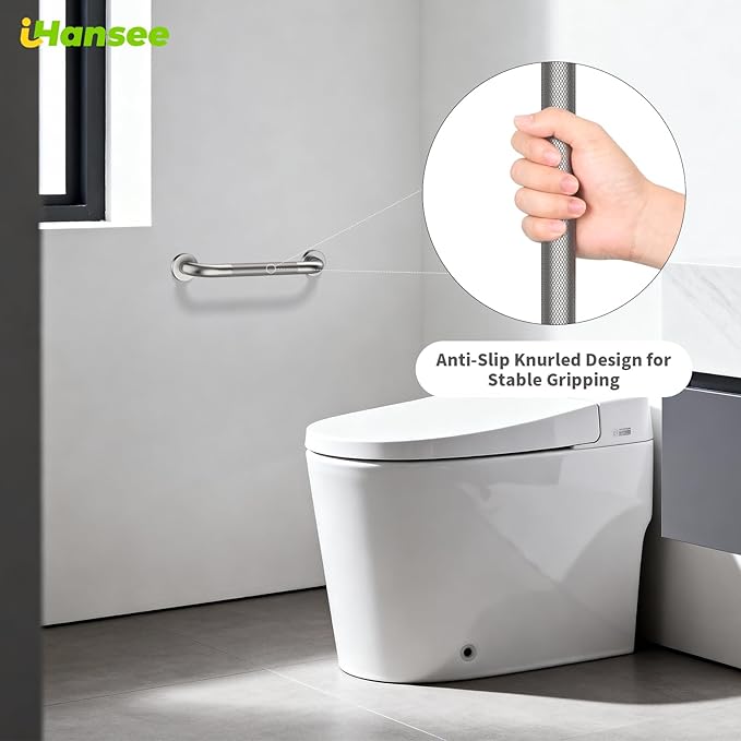 Brushed Nickel Grab Bar 16/24/36/40 Inch Bundle, iHansee Set of 4 Bathroom Grab Bars w/Anti-Slip Knurled Grip, Stainless Steel Safety Handrail for Home & Commercial, Wall Mounted Handicap Shower Bars
