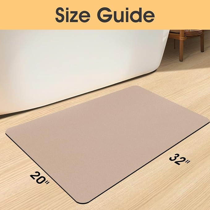 ACCUMTEK Non Slip Bath Mat, Thin Bathroom Rugs Fit Under Door, Quick Dry Bath Mats, Machine Washable Bath Rugs for Bathroom, Bathtub & Kitchen, Bathtub & Kitchen, Taupe/Solid/32 x20