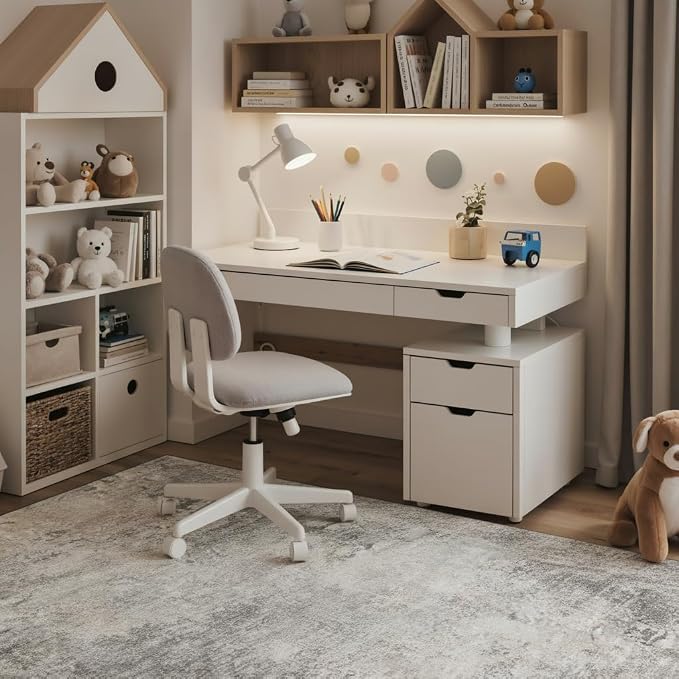 48"x72" Office Chair Mat for Hardwood Tile Floor, Under Desk Carpet Protector for Rolling Computer Chair Mat, Machine Washable Area Rug, Anti-Slip 1/5" Thick Low Pile Thin Vinyl Floor Mat, Mist Grey