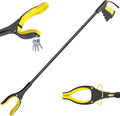 59 Inch Extra Long Grabber Reacher Tool，Pick Up Stick for Seniors with Strong Grip Magnetic，360°Rotating Anti-Slip Jaw 4" Wide Claw Opening,Hand Grabber for Reaching (YellowBlack, 59INCH)