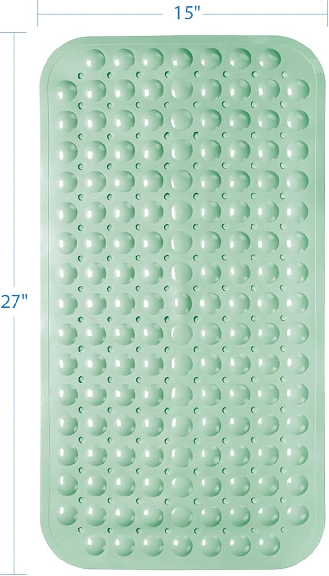 AmazerBath Bath Tub Mat, Medium Size 27.6 x 15 Inches Non-Slip Shower Mats with Suction Cups and Drain Holes, Bathroom Bathtub Mats Machine Washable (Mint Green)
