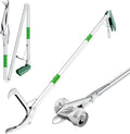 50" Foldable Grabber Reacher Tool with Green Handle, Extra Long Lightweight Trash Pickup & Litter Picker, 3-Fold Stainless-Steel Reaching Aid for Home, Office & Garden Use