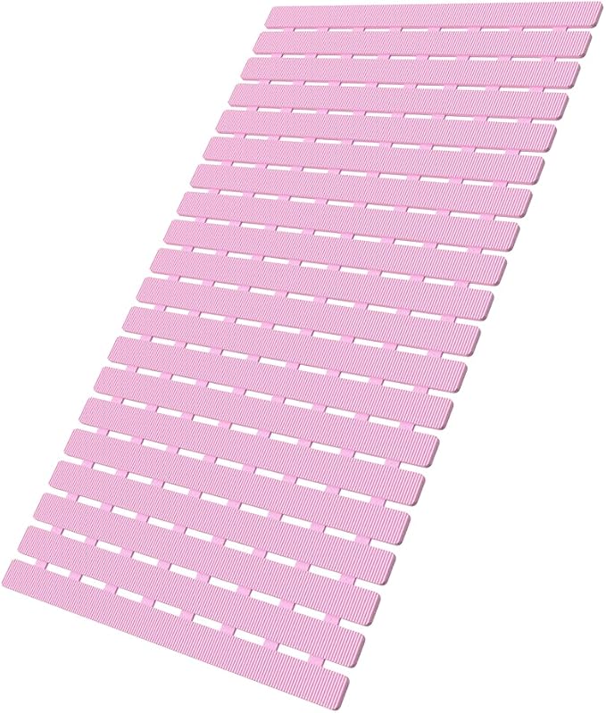 MBOSS Bath Tub Shower Mat Non Slip Bathtub Mats for Bathroom Shower Floor Mat Bath Mats for Shower Tub Anti Slip Shower Mat with Drain Hole and Large Suction Cups (Pink, 27.5 X 15.7 Inch)