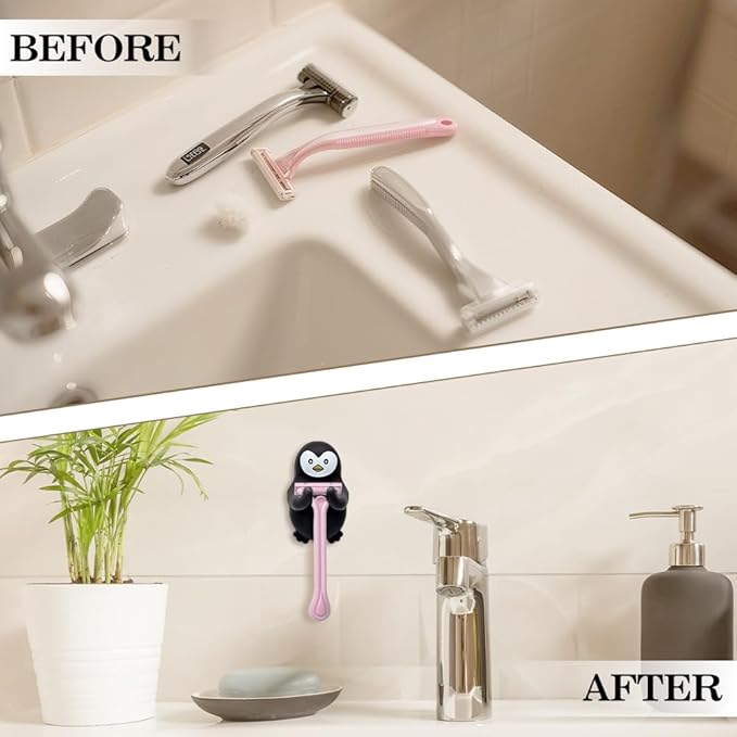 Cute Penguin Razor Holder Shower, Animals Bathroom Decor, Cute Gadgets Leg Razor Holder, Funny Bathroom Decor Accessories for Women Mom Sister Friend Wife Girlfriend, Penguin Gifts for Women