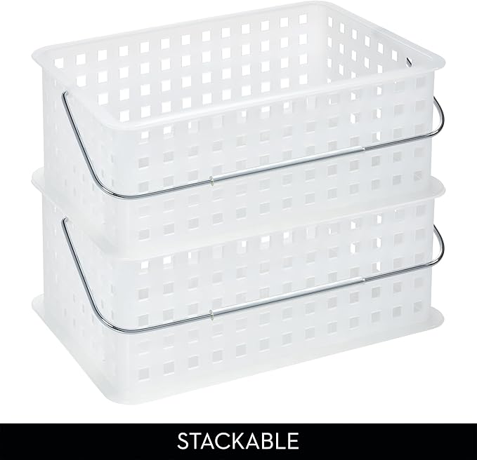 iDesign Portable Shower Caddy Basket for Dorm or Bathroom, Set of 3, Clear/Frost, Made in USA