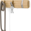 Umbra Flip Wall-Mounted Coat Rack with 3 Hooks – Modern, Space-Saving Storage for Hats, Jackets, Bags, Entryway, Mudroom, Closet, Bathroom, Bedroom – Natural/Nickel