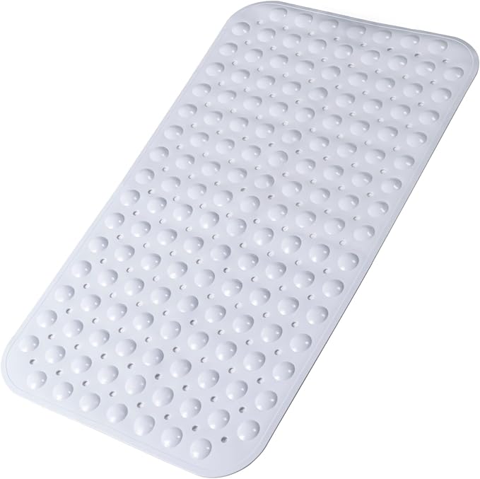 Bathtub and Shower Mats, 28 x 15 Inch Non-Slip Bath Mat, Machine Washable Bath Tub Mat with Suction Cups & Drain Holes for Bathroom, Beige