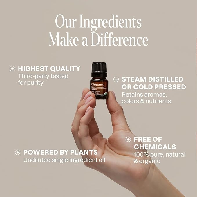 Cliganic Organic Aromatherapy Essential Oils Gift Set (Top 8), 100% Pure - Peppermint, Lavender, Eucalyptus, Tea Tree, Lemongrass, Rosemary, Frankincense & Orange