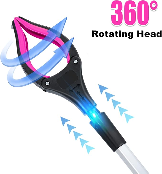 Grabber Reacher Tool,32 Inch Extra Long Foldable Pick Up Stick with Strong Grip Magnetic,360°Rotating Anti-Slip Jaw,Trash Claw Grabber Tool,Trash Picker Tool for Outdoor & Indoor (Purple)