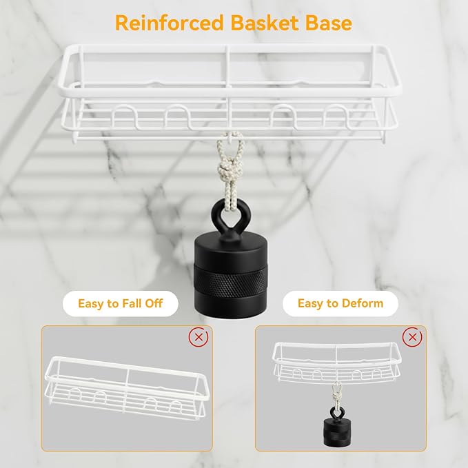 Adhesive Shower Caddy, Large Capacity Shower Racks for Inside Shower, No Drill Bathroom Shower Organizer and Storage, 2 Pack White Bathroom Shelves, Home Decor Rv Accessories, Apartment