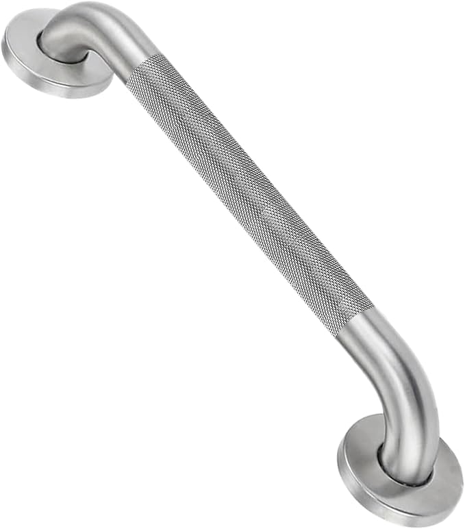 16 Inch Shower Grab Bar for Seniors,1.25'' Diameter 304 Stainless Steel Heavy Duty Anti-Slip Bathroom Safety Handicap Grab Bar for Shower, Bathtub & Toilet Support, Wall Mounted, Supports 500lbs