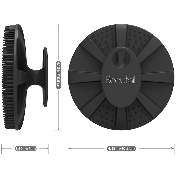 Silicone Body Scrubber, BEAUTAIL Shower Bath Scrubber, More Hygienic Than Traditional Loofah, Lather Nicely, Long Lasting, Gentle Exfoliating Brush for Women Men Baby Sensitive Skin, 1 Pack, Black