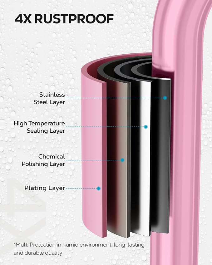 Nieifi Bar Soap Holder for Shower Wall with 4 Hooks, Stainless Steel Adhesive Soap Dish for Bathroom, Pink