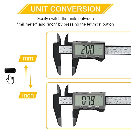 Digital Caliper, Sangabery Dial Caliper 6 Inch with Extra-Large LCD Screen, Plastic Vernier Calipers Measuring Tool, Electronic Ruler, Inch & Millimeter Conversion, Use for Jewelry, Industrial, DIY