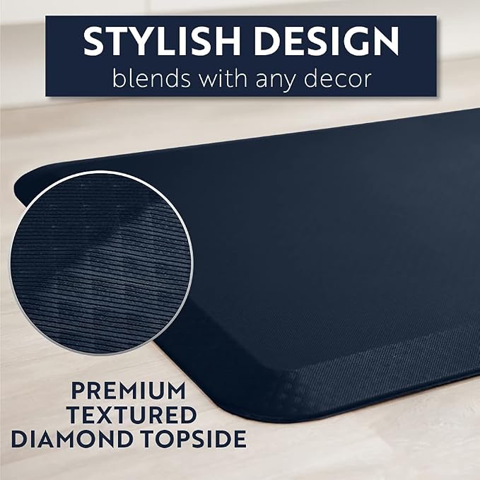 KANGAROO Anti Fatigue Mats for Kitchen Floor, 48x20, Reduce Foot, Knee, Back Pressure, 3/4 Inch Thick Cushioned Ergonomic Mat, Waterproof Comfort Rug for Under Sinks, Standing Desk, Store Floors, Navy