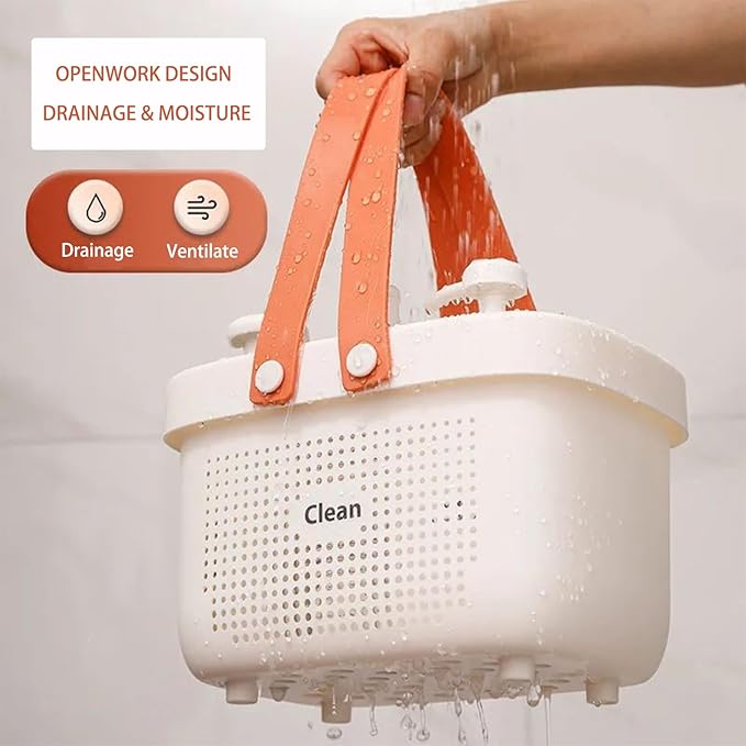 JiatuA Plastic Storage Basket with Handle Portable Shower Caddy Tote Organizer Basket Bin for Bathroom Kitchen Dorm Room Bedroom, Small Pink