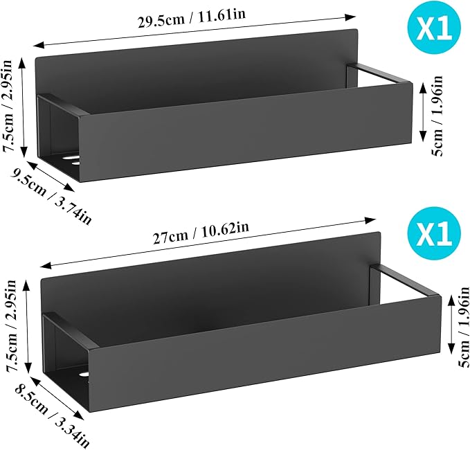 HuggieGems 2 Pack Magnetic Spice Storage Rack Organizer for Refrigerator and Oven, Black Fridge Organizers and Storage
