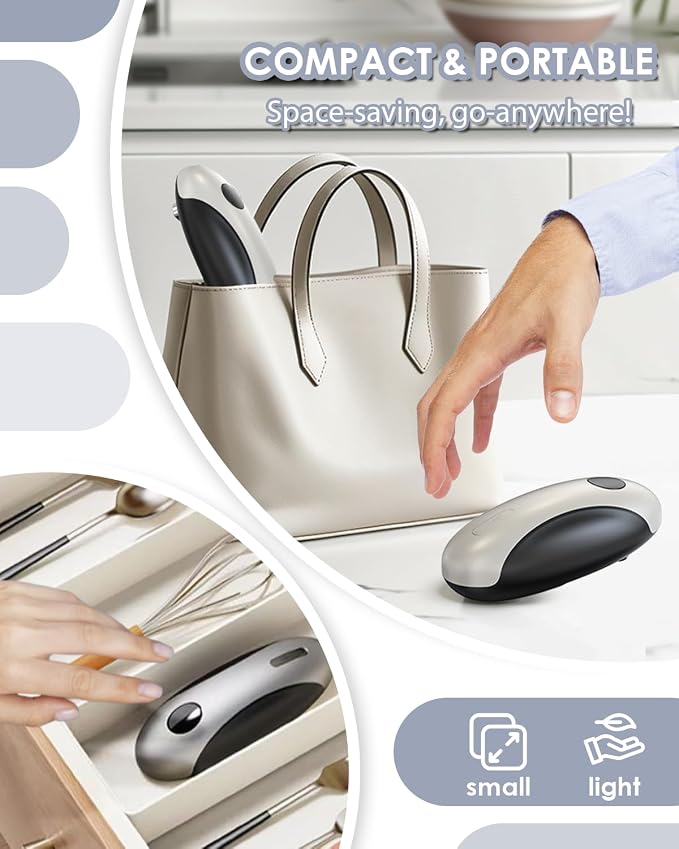 Rechargeable Electric Can Opener - One Touch Automatic, Hands Free Operation Easy Grip for Seniors & Arthritis, Works with All Cans - Cordless, No Sharp Edges