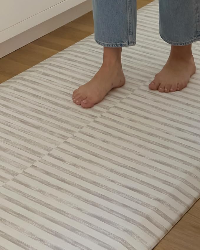 House of Noa Nama Standing Mat – Anti-Fatigue Kitchen Mats for Floor, Cushioned & Non-Slip Kitchen Comfort Mat for Standing, Thick Foam Anti-Fatigue Mat for Kitchen & Workspaces, Reese Bark 22" x 72"