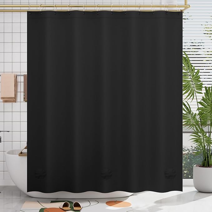 AmazerBath Black Shower Curtain Liner Plastic 78 Inches Long, Premium PEVA Shower Curtain Long Heavy Duty 8G, Weighted Shower Curtains for Bathroom with 3 Big Stones and 12 Grommets, 72x78 Inches
