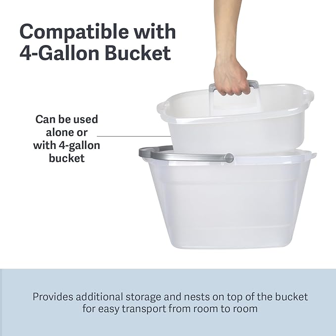 Casabella Plastic Multipurpose Cleaning Storage Caddy with Handle, 1.5-Gallon, Clear
