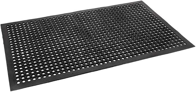 ROVSUN Rubber Floor Mat with Holes, Anti-Fatigue/Non-Slip Drainage Mat, for Industrial Kitchen Restaurant Bar Bathroom Utility Garage Pool Entry Door Mat, Indoor (36'' x 60'' Black 1Pcs)