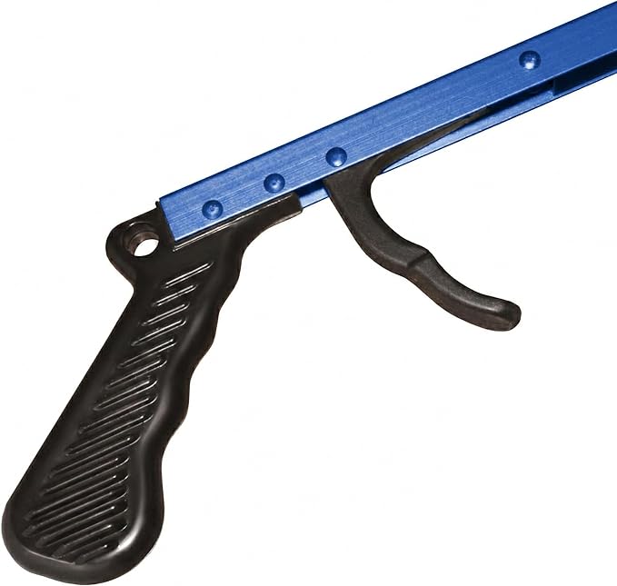Rehabilitation Advantage 26" Reacher Grabber Tool, Aluminum Pickup Tool with 3" Jaw & Magnetic Tip, Lightweight Rust Proof Frame, Ergonomic Handle, Blue, Set of 2
