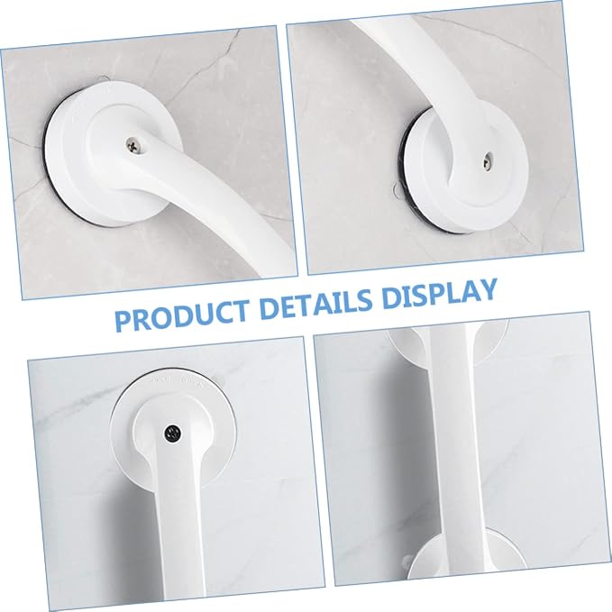 jojofuny 8.07 Inch Portable Suction Shower Grab Bar with Locking Suction Cups for Bathroom Safety and Support Handles for Seniors on Smooth Tiles and Glass