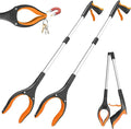 32" Grabber Reacher Tool, 2-Pack Foldable Reacher Grabber Pickup Tool with 360° Anti-Slip Rotating Jaw & Magnet, Mobility Aid Reaching Assist Tool for Trash Pick Up, Lightweight Grabber Tool